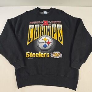 Vintage Pittsburgh Steelers Sweatshirt Sz Large AFC Champs 1996 Salem Sportswear
